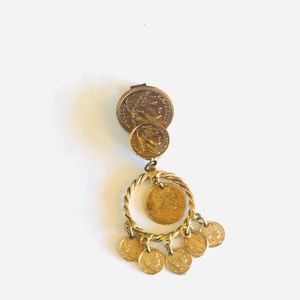 Vintage Gold Coin signed ART Dangle Belt Clio